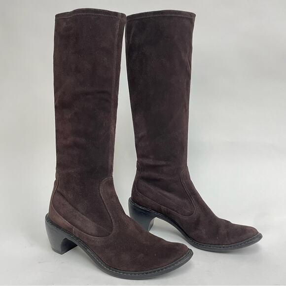 Stuart Weitzman Brown Suede Tall Knee High Heeled Boots Chocolate US 7.5 - Picture 11 of 11